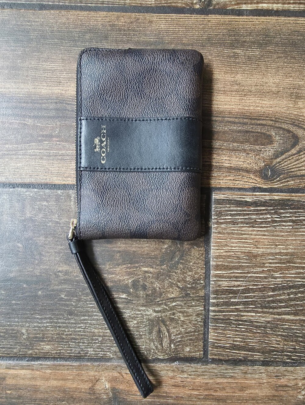 Coach Two-Tone Brown and Black Wristlet